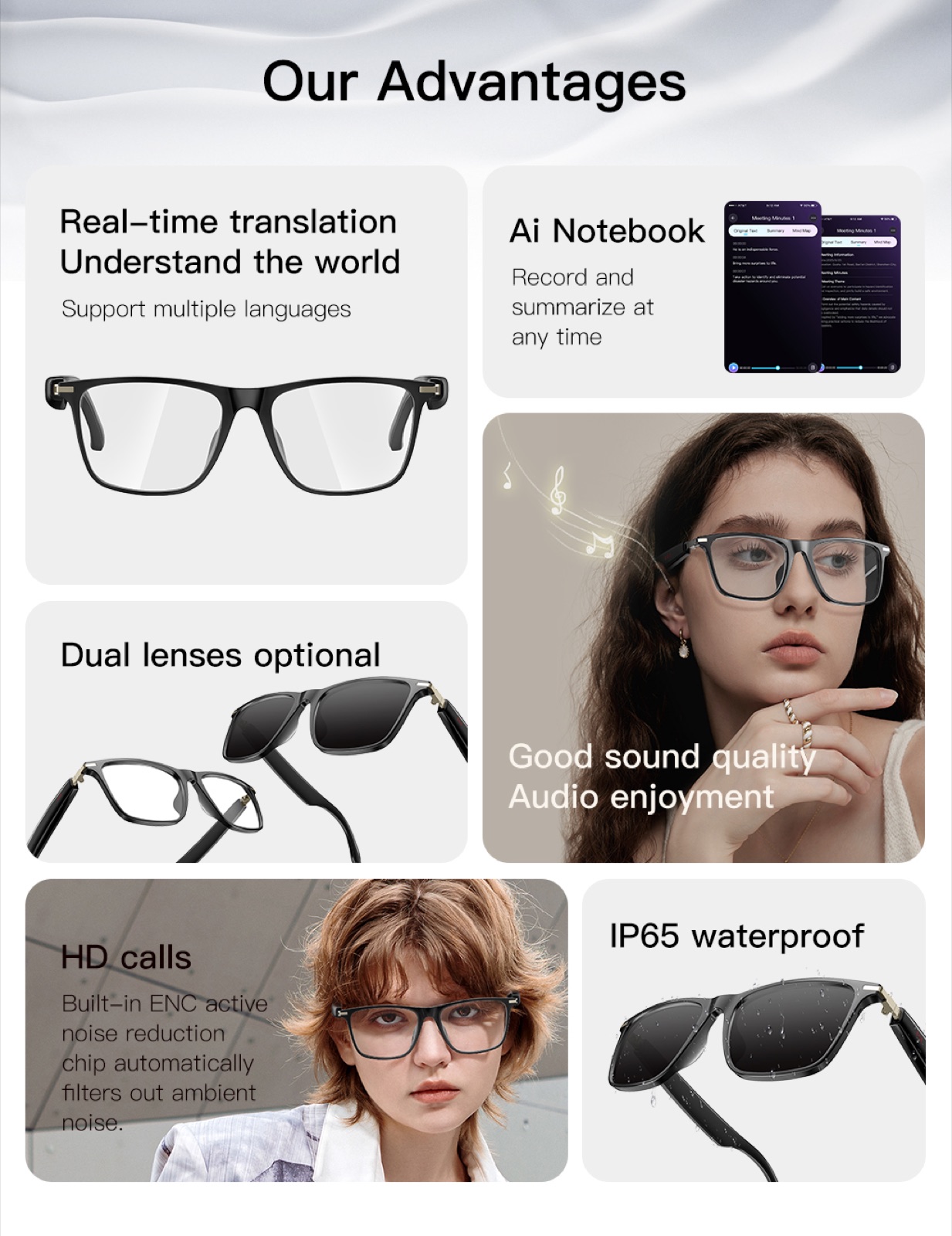 OXIVUE M01PRO AI smart glasses — feature detail 02
