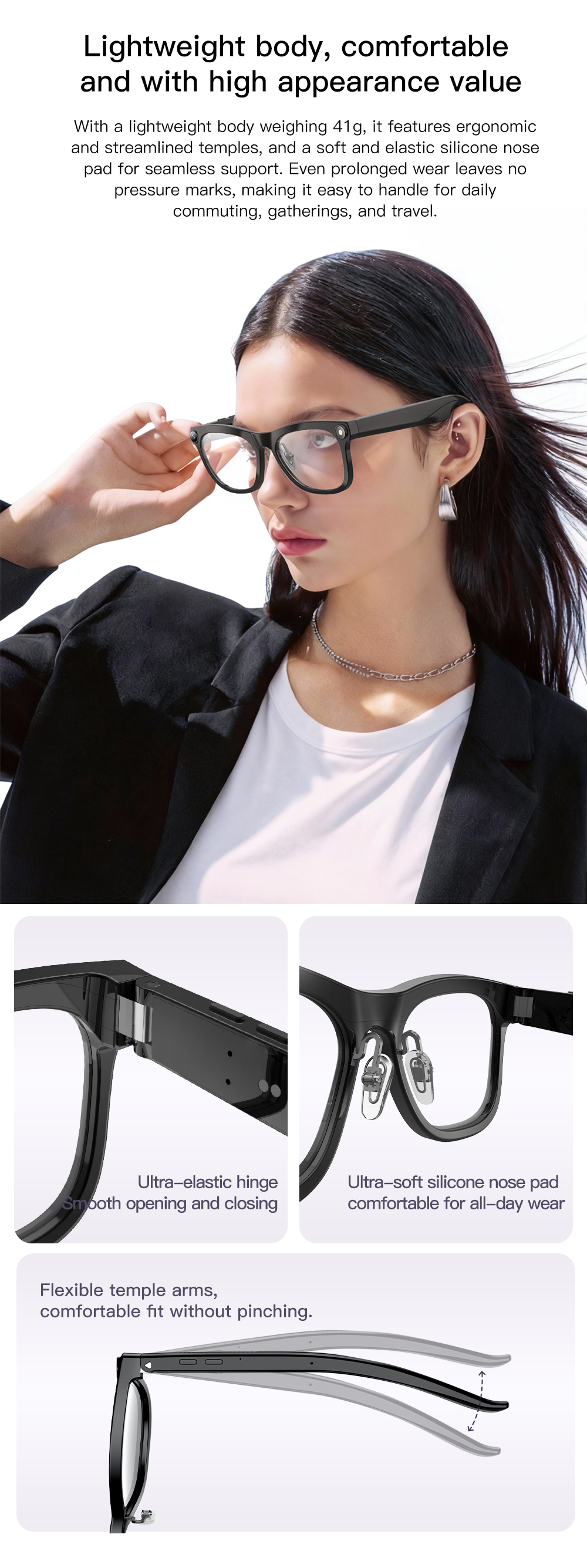 OXIVUE M02C AI smart glasses — feature detail 03