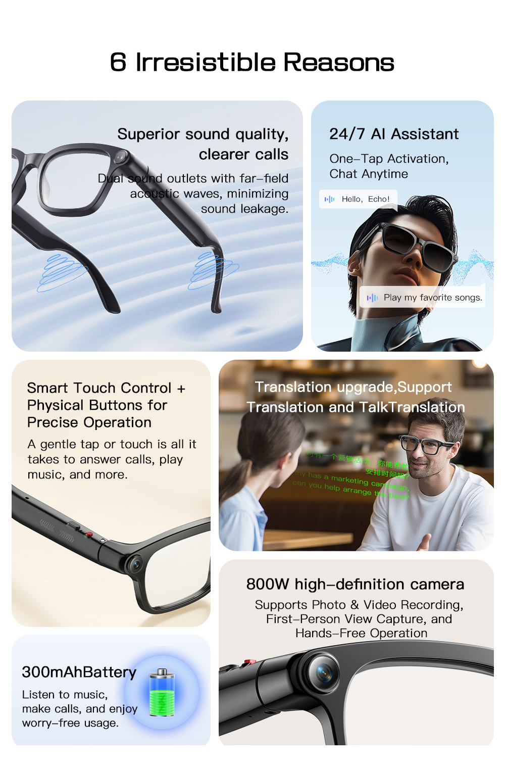 OXIVUE M08 AI smart glasses — feature detail 02