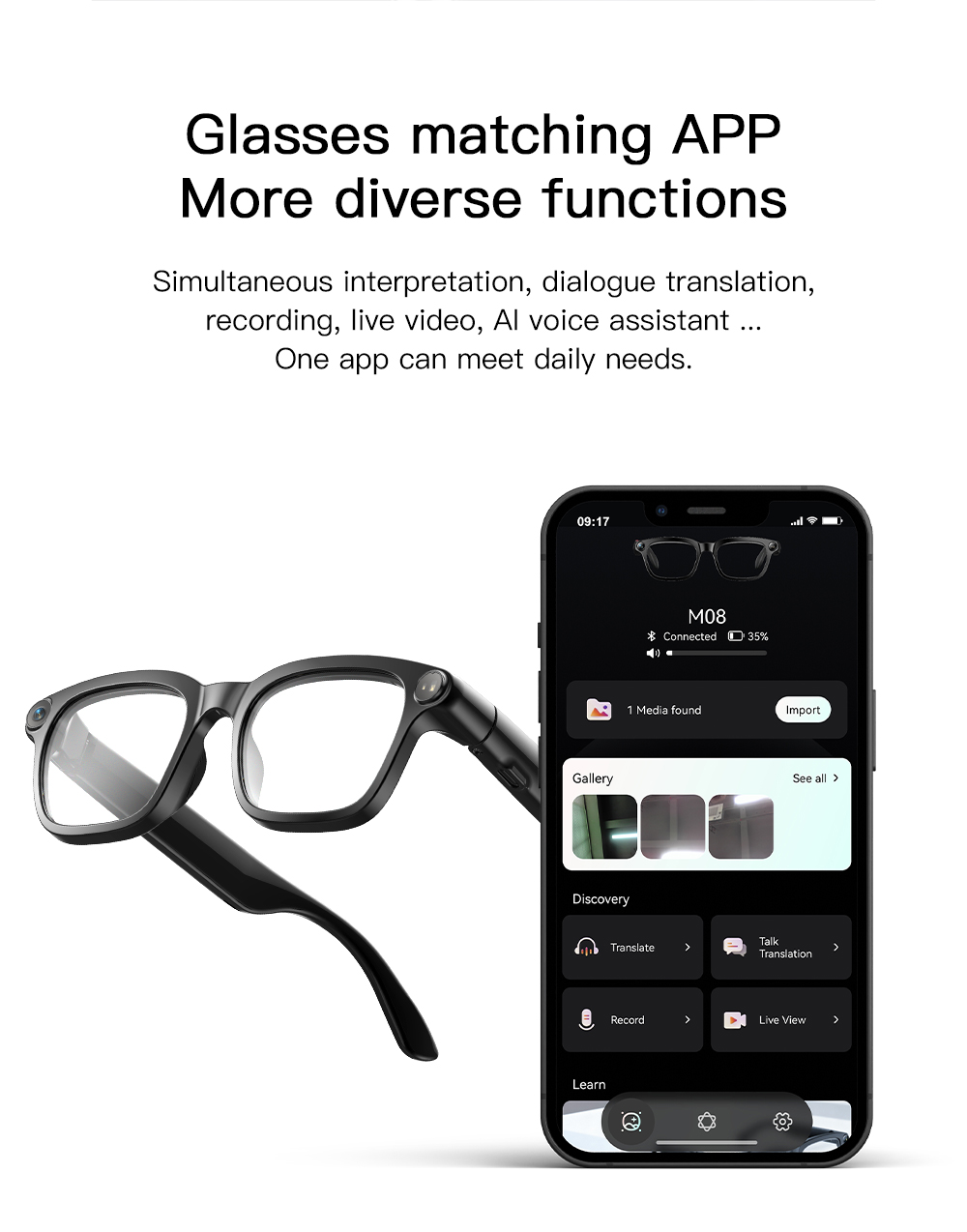 OXIVUE M08 AI smart glasses — feature detail 05