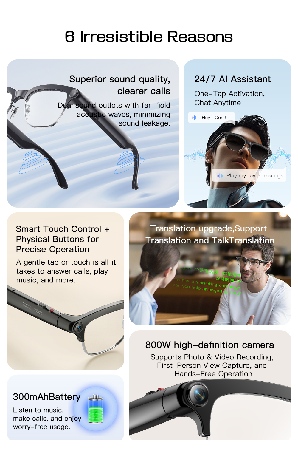 OXIVUE M08A AI smart glasses — feature detail 02