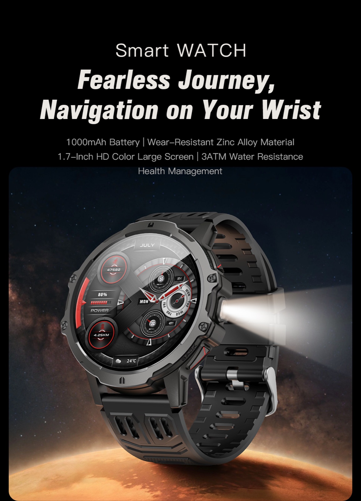 OXIVUE 185C smart watch — feature detail 01