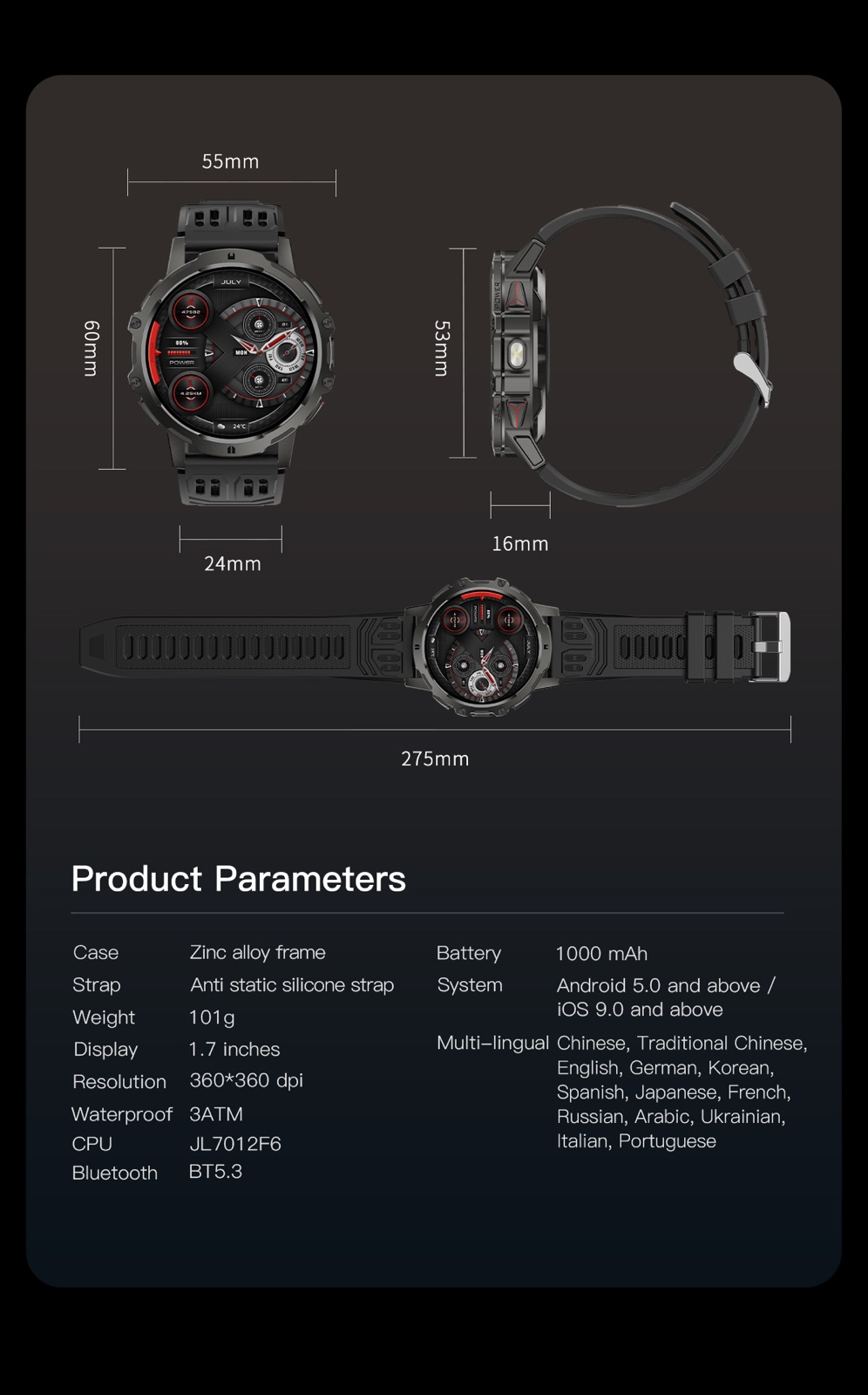 OXIVUE 185C smart watch — feature detail 12